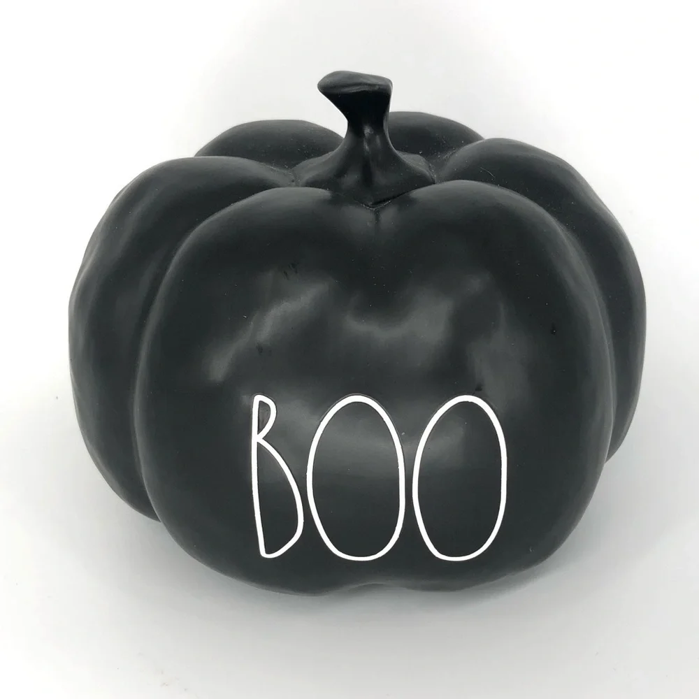 Rae Dunn Boo Pumpkin Black Large Halloween Decor Ceramic Large Letter